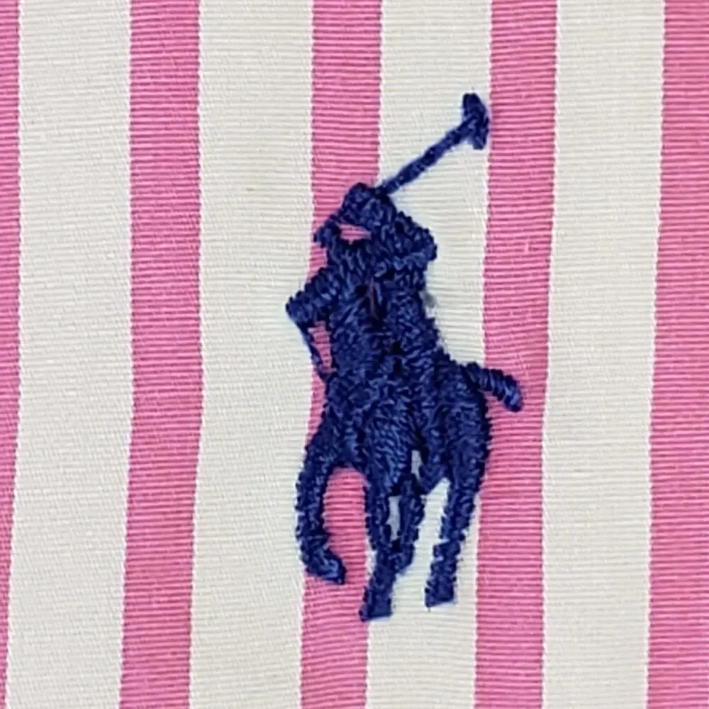 Polo Ralph Lauren Shirt Striped Oxford LS Button Down Pink Mens Size Large L